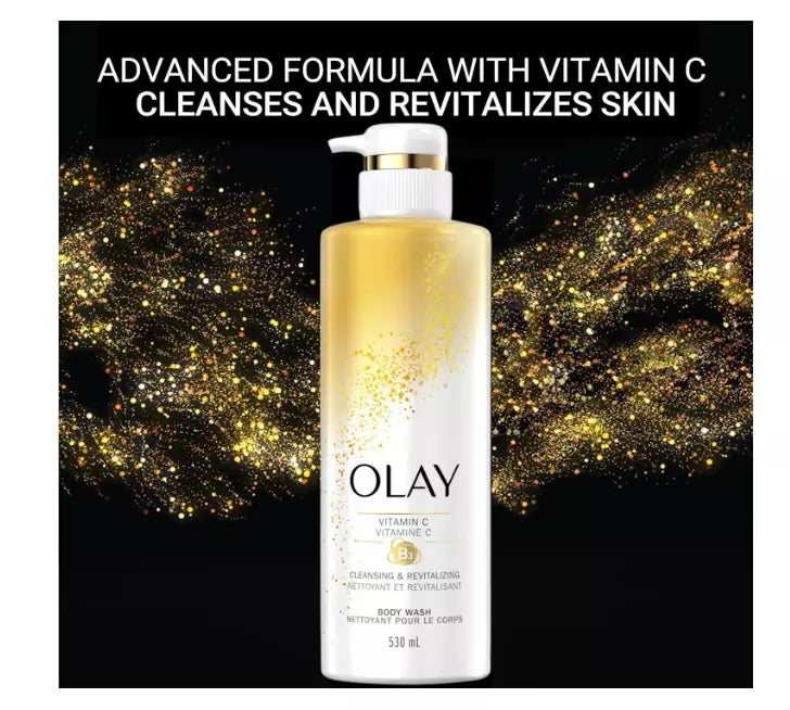 Gel Douche Revitalisant Olay – Vitamine C & B3 – Éclat & Hydratation – 530 mL